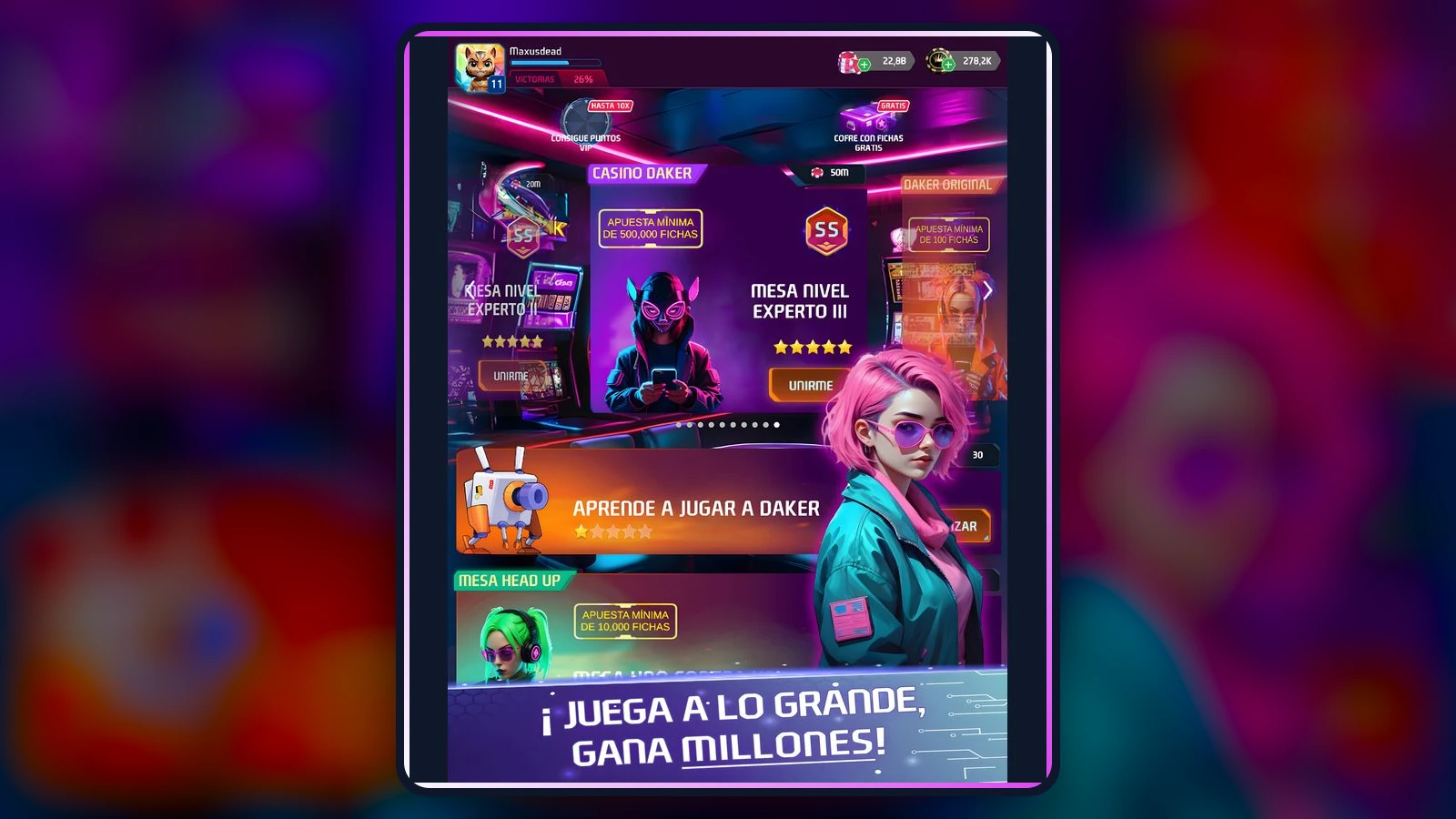 Pantalla promocional de Daker Poker