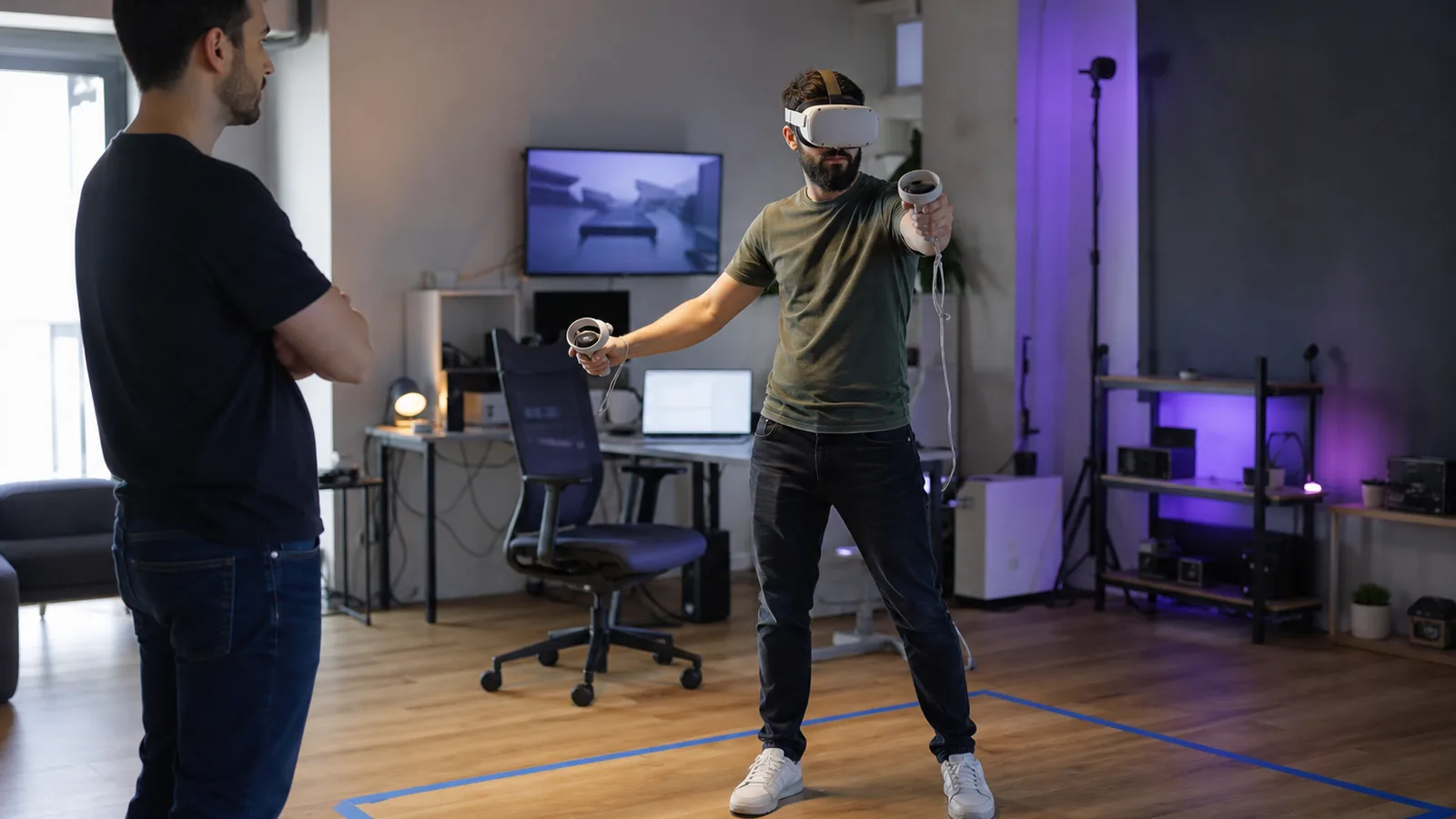 Prototipado de interacción en realidad virtual Prueba de interacción con mandos de realidad virtual dentro de una zona segura