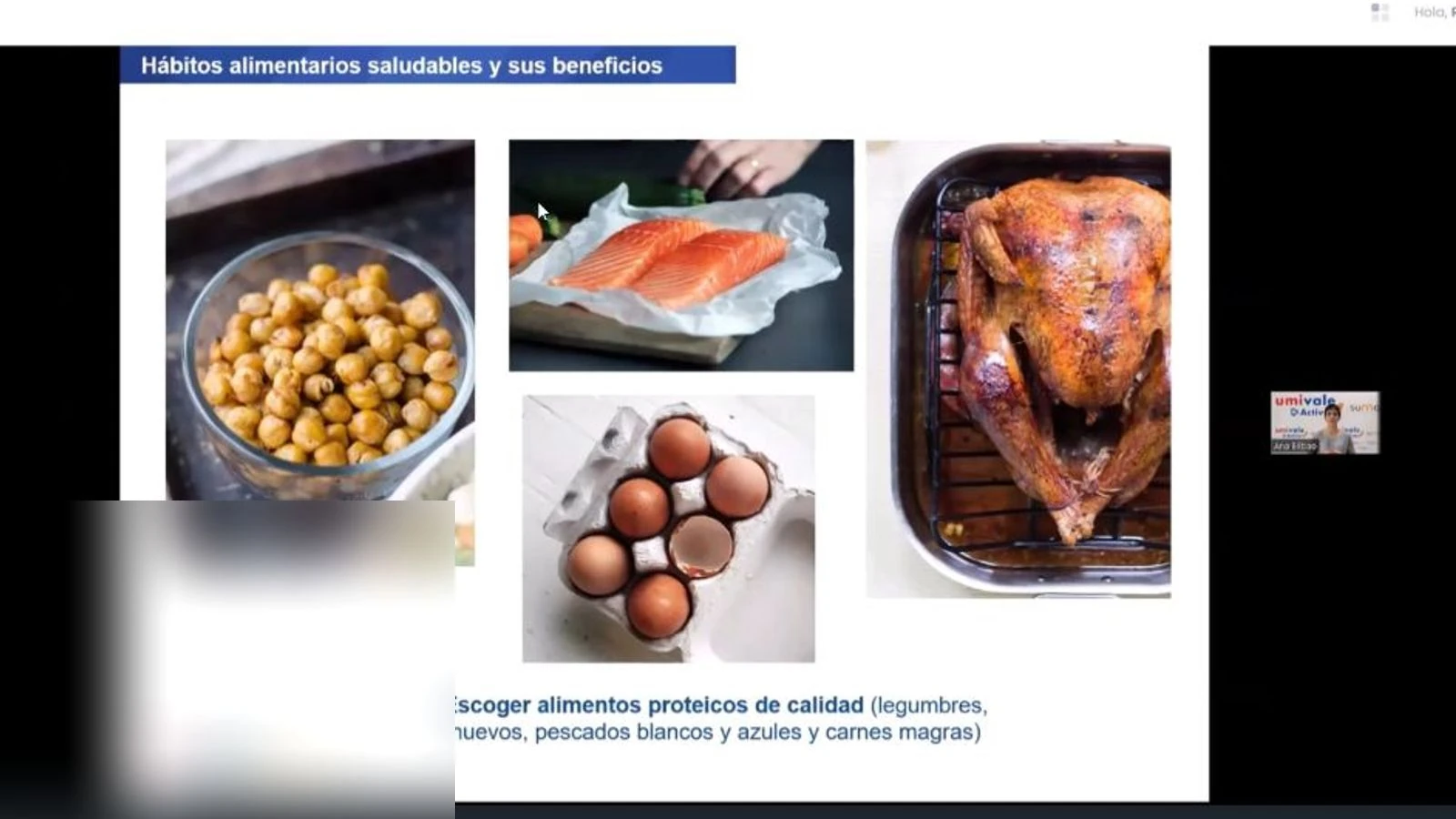 Lámina educativa sobre hábitos alimentarios mostrada dentro de un serious game