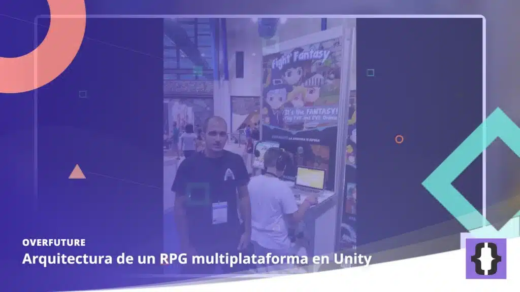 Portada del artículo «Arquitectura de un RPG multiplataforma en Unity» de OverFuture, sobre una imagen de personajes del RPG Fight Fantasy