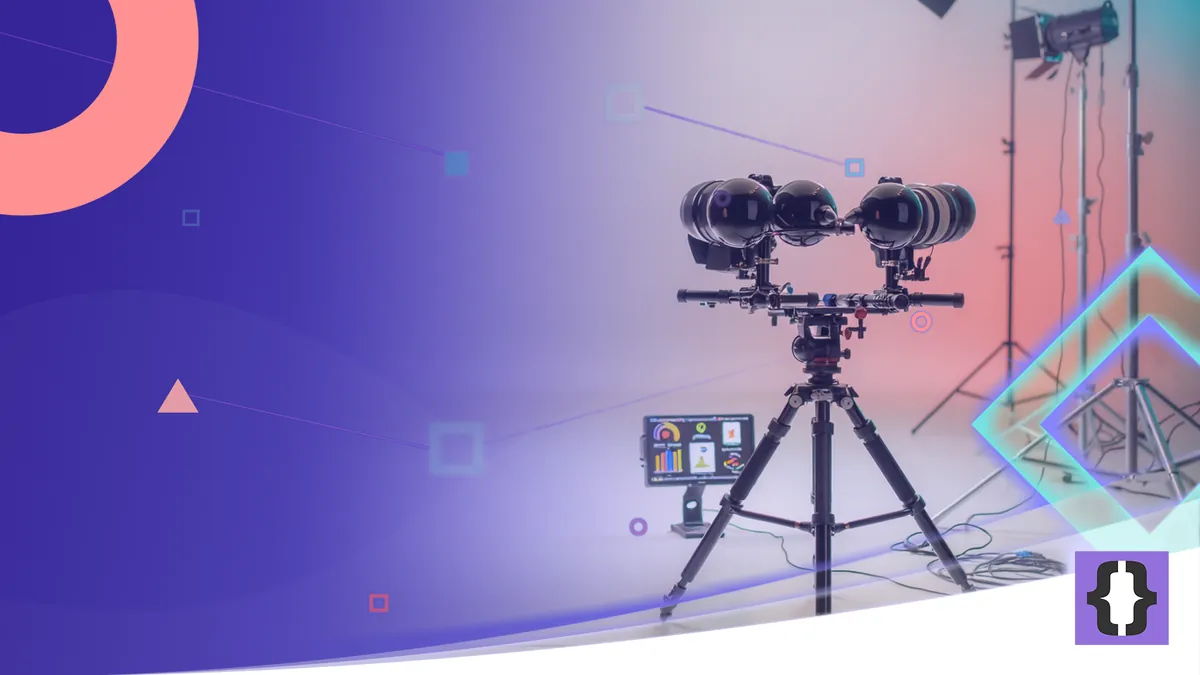 Portada del artículo «360 grados: Los nuevos desafíos de la cinematografía en VR» de OverFuture, sobre una imagen de una cámara de 360 grados en un plató