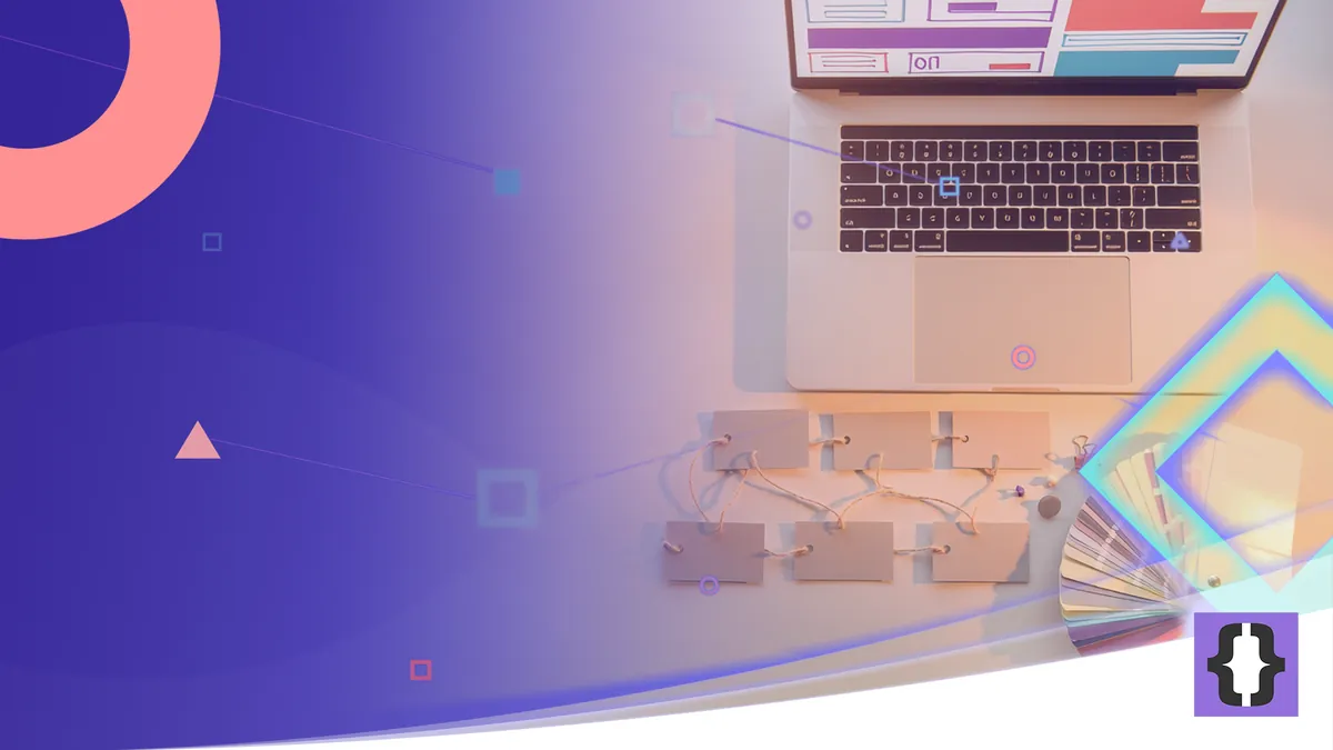 Portada del artículo «Cómo crear páginas web, paso a paso» de OverFuture, sobre una imagen de una mesa de diseño web con mapa del sitio, muestras de color y portátil