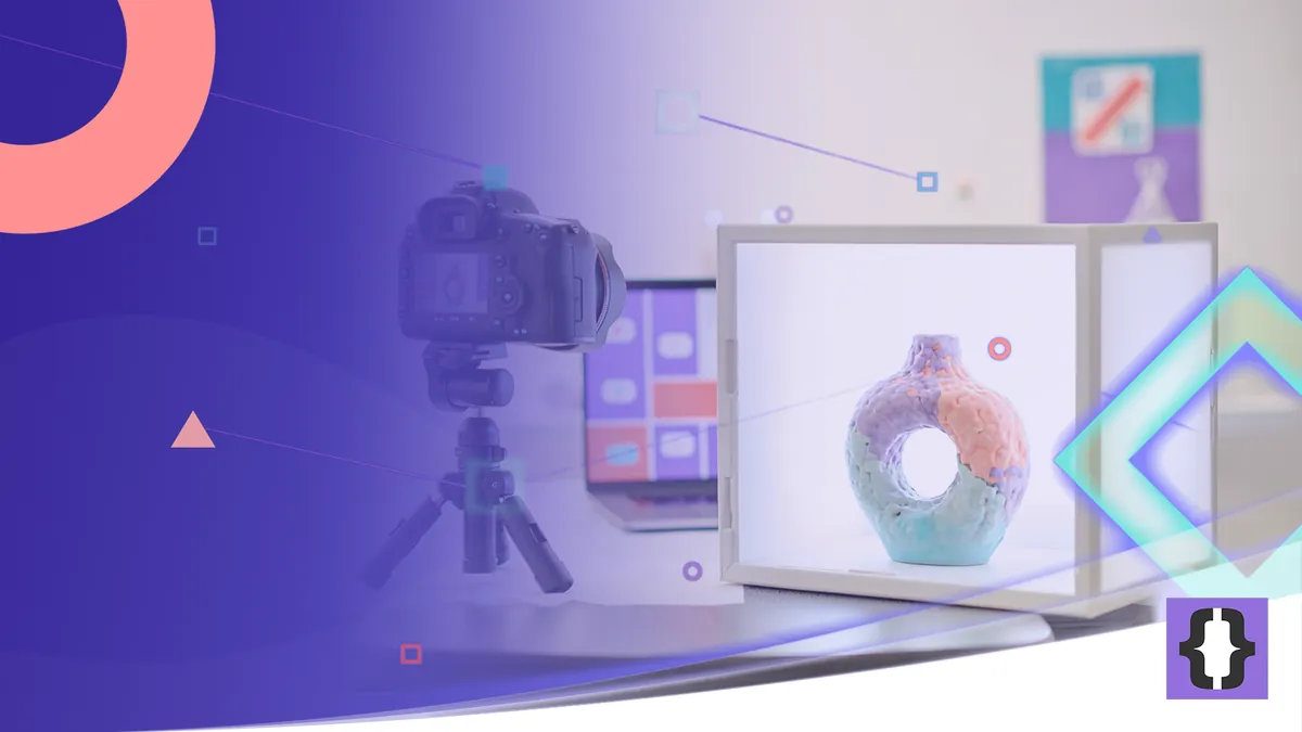 Portada del artículo «Cómo crear tiendas online» de OverFuture, sobre una imagen de un producto fotografiado en una caja de luz para una tienda online