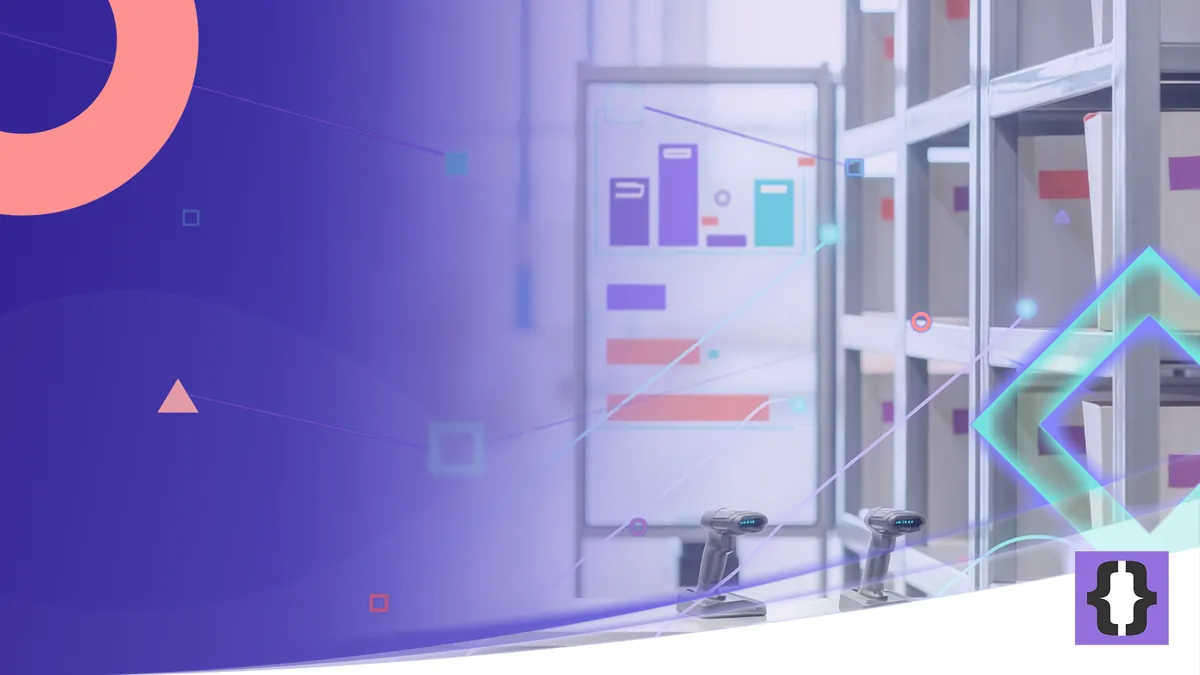 Portada del artículo «ERP: qué es y para qué sirve» de OverFuture, sobre una imagen de un almacén conectado a un panel de gestión de stock, compras y facturación
