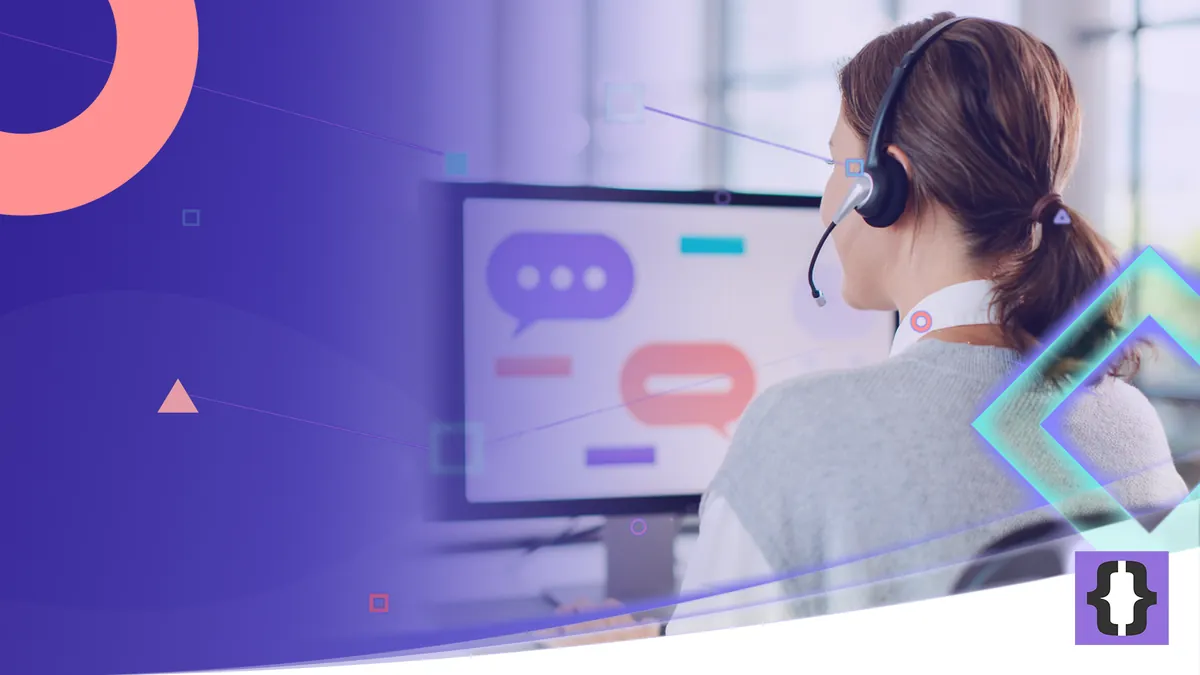 Portada del artículo «IA generativa en atención al cliente: qué está cambiando en 2026» de OverFuture, sobre una imagen de una agente de atención al cliente ante burbujas de chat generadas