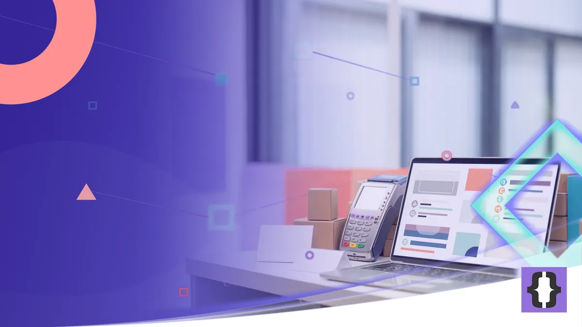 Portada del artículo «Precio de una tienda online: de qué depende» de OverFuture, sobre una imagen de etiquetas de precio, datáfono, cajas de envío y un catálogo en el portátil