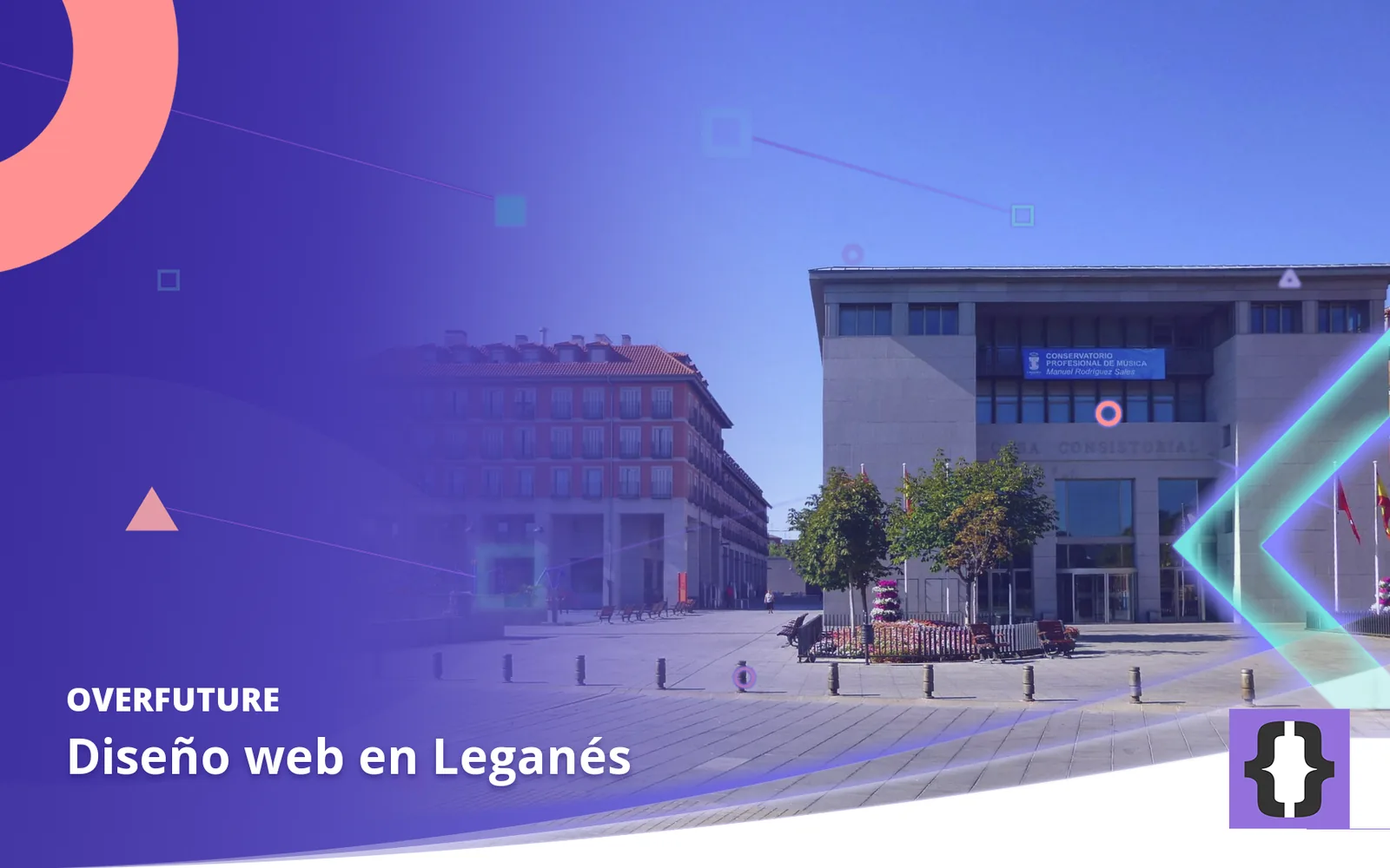 Diseño web en Leganés. Portada de OverFuture con una foto de Leganés