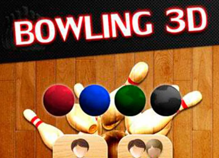Pantalla de un juego de bolos en 3D para Android con bolas de varios colores